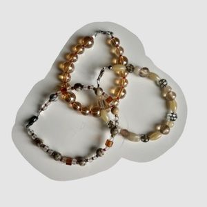 CRYSTAL & GLASS Beaded Bracelet Set